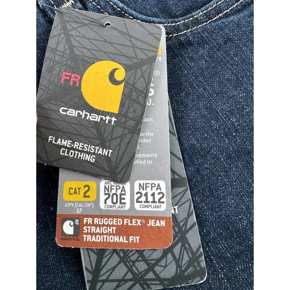 Carhartt FR Rugged Flex Jeans Mens 40x36 Blue Straight Traditional Fit Work
